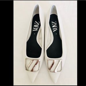 Zara White Flats